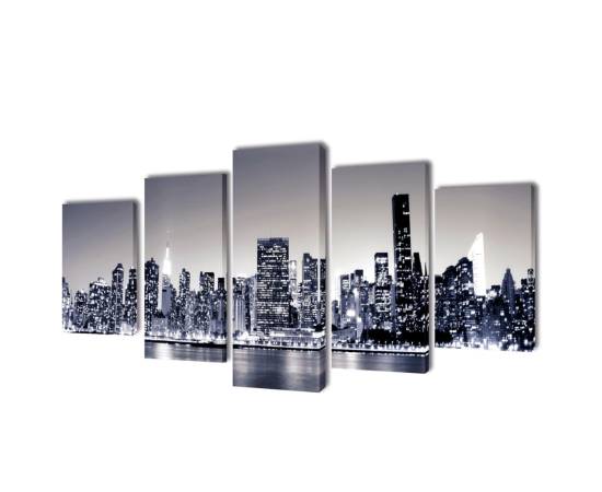 Set de tablouri pânză, monocrom, imprimeu new york skyline, 100x50 cm