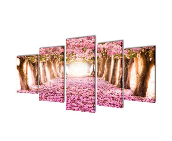 Set tablouri imprimate pe pânză cireși înfloriți, 100x50 cm