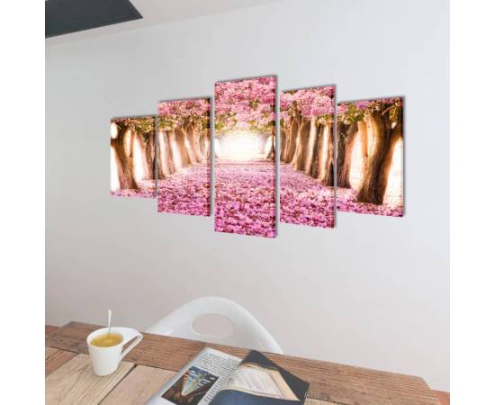 Set tablouri imprimate pe pânză cireși înfloriți, 100x50 cm, 2 image