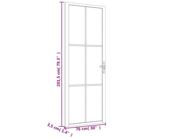 Ușă de interior, 76x201,5 cm, alb, sticlă esg și aluminiu, 7 image