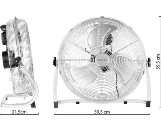Ventilator de podea ecg ff 45 ventus, 45 cm, 100 w, 3 viteze, otel inoxidabil, 7 image