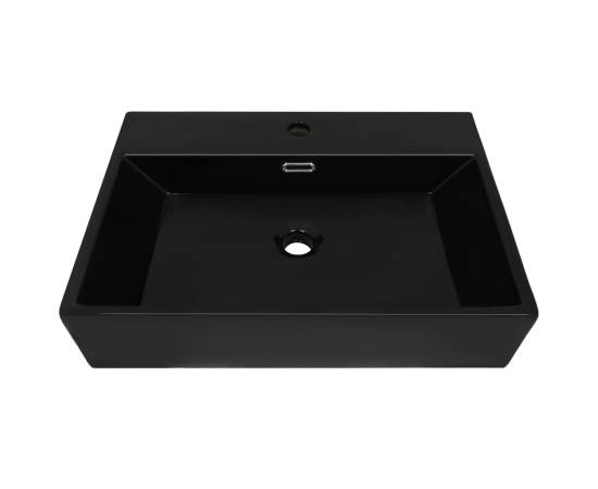 Bazin cu orificiu robinet ceramică, 60,5x42,5x14,5 cm, negru, 3 image