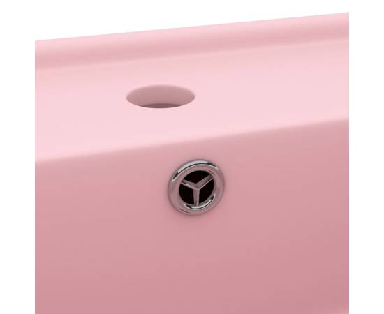 Chiuvetă lux cu preaplin, roz mat, 41x41 cm, ceramică, pătrat, 5 image