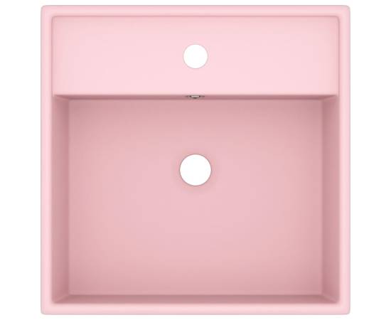 Chiuvetă lux cu preaplin, roz mat, 41x41 cm, ceramică, pătrat, 3 image