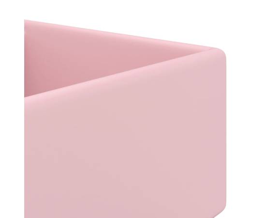 Chiuvetă lux cu preaplin, roz mat, 41x41 cm, ceramică, pătrat, 4 image