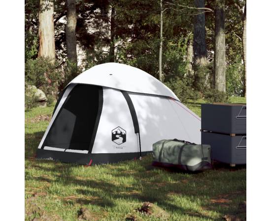 Cort camping cupolă 1 persoană alb, țesătură opacă, impermeabil