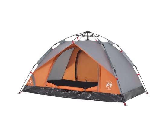 Cort camping cupolă 2 persoane, gri/portocaliu, setare rapidă, 4 image