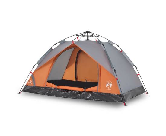 Cort camping cupolă 2 persoane, gri/portocaliu, setare rapidă, 2 image