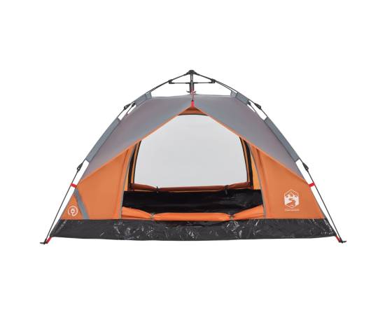 Cort camping cupolă 2 persoane, gri/portocaliu, setare rapidă, 7 image