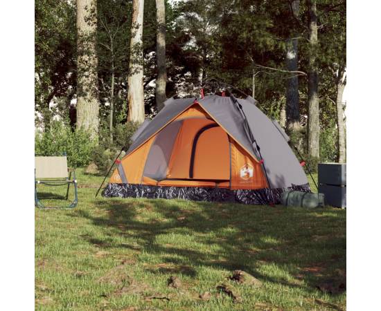 Cort camping cupolă 2 persoane, gri/portocaliu, setare rapidă, 3 image