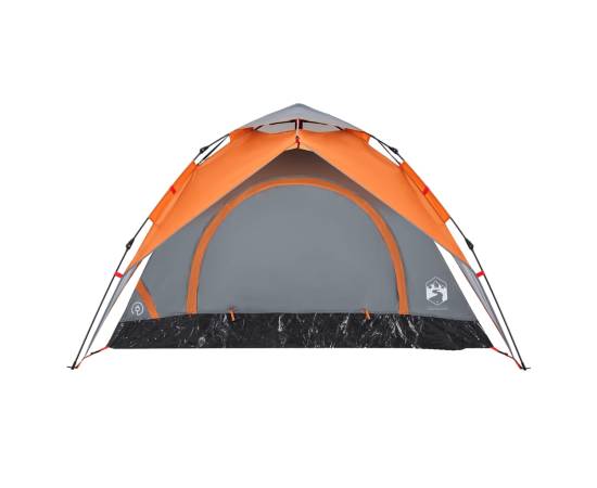 Cort camping cupolă 3 persoane, gri/portocaliu, setare rapidă, 7 image