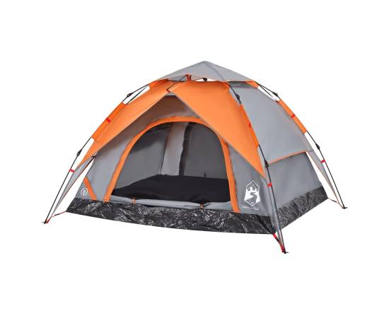 Cort camping cupolă 3 persoane, gri/portocaliu, setare rapidă, 4 image
