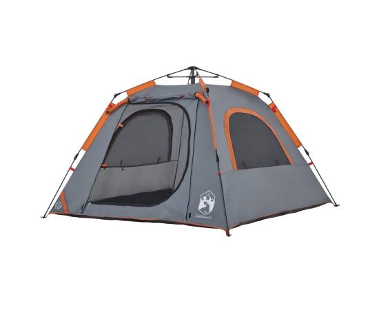 Cort camping cupolă 4 persoane, gri/portocaliu, setare rapidă, 4 image