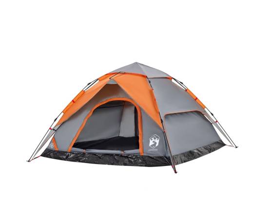 Cort camping cupolă 5 persoane, gri/portocaliu, setare rapidă, 4 image