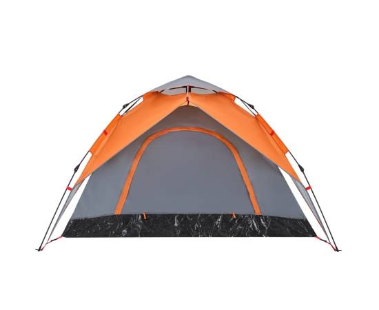 Cort camping cupolă 5 persoane, gri/portocaliu, setare rapidă, 7 image