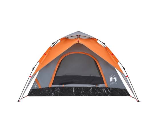 Cort camping cupolă 5 persoane, gri/portocaliu, setare rapidă, 5 image
