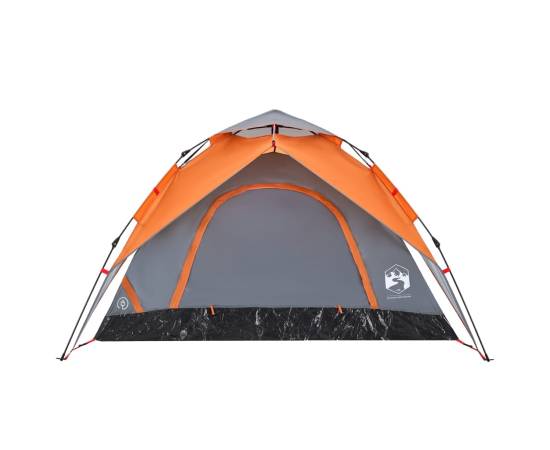 Cort camping cupolă 5 persoane, gri/portocaliu, setare rapidă, 6 image