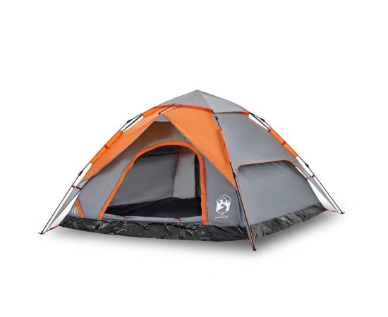 Cort camping cupolă 5 persoane, gri/portocaliu, setare rapidă, 2 image