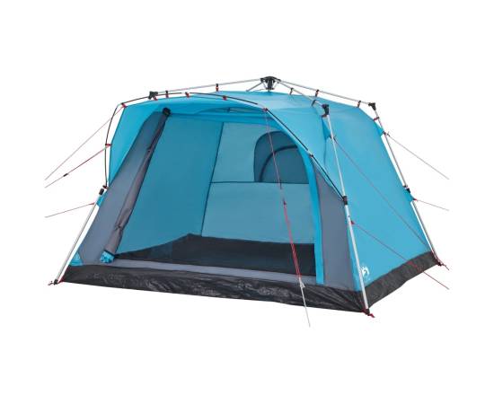 Cort de camping cabană 4 persoane albastru cu eliberare rapidă, 4 image