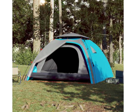 Cort de camping cupolă 4 persoane, setare rapidă, albastru, 3 image