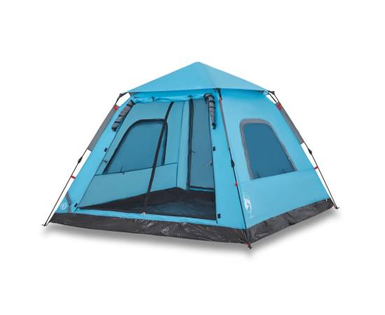 Cort de camping cupolă 5 persoane, setare rapidă, albastru, 2 image