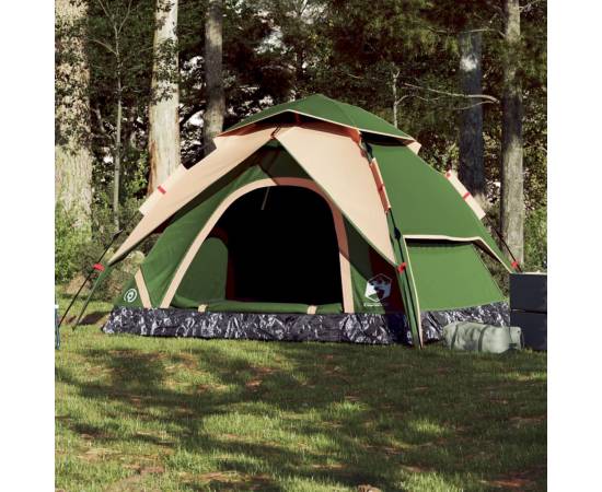 Cort de camping cupolă 5 persoane, setare rapidă, verde