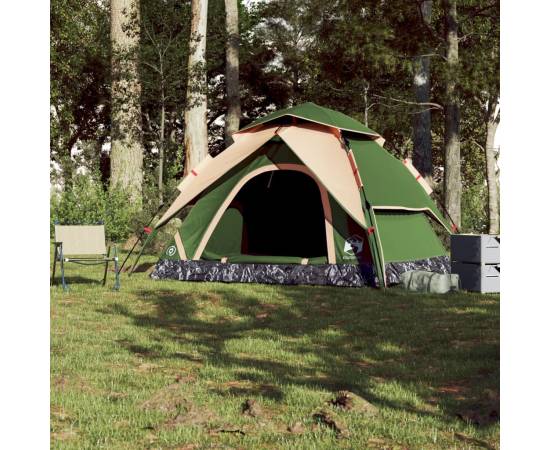 Cort de camping cupolă 5 persoane, setare rapidă, verde, 3 image