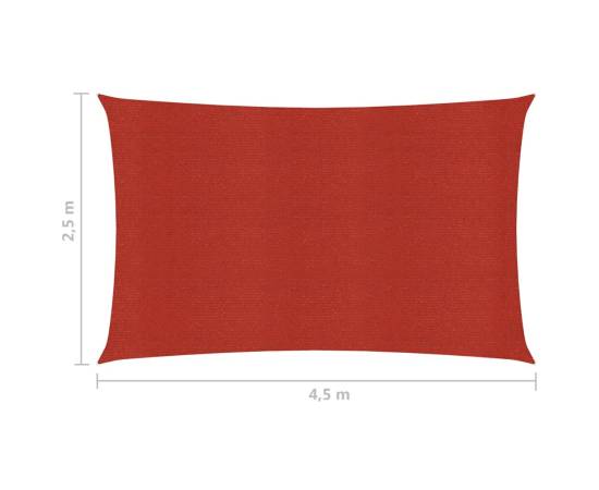 Pânză parasolar, roșu, 2,5x4,5 m, hdpe, 160 g/m², 6 image