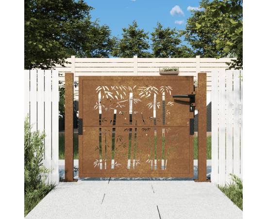 Poartă pentru grădină, 105x105 cm, oțel corten, model bambus