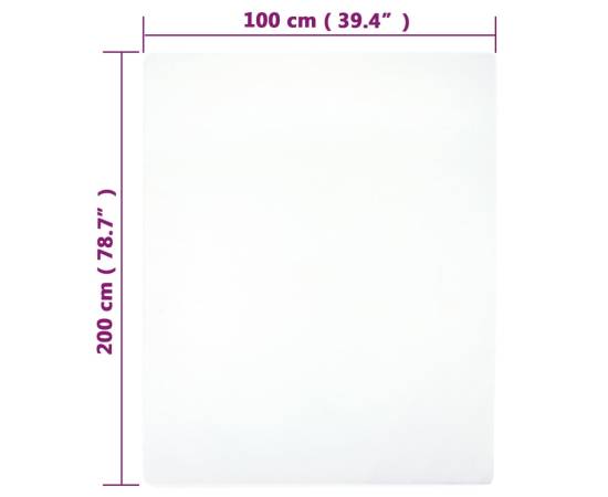 Cearșaf de pat cu elastic, 2 buc, alb, 100x200 cm, bumbac, 4 image