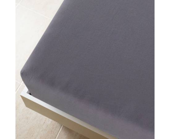 Cearșaf de pat cu elastic, antracit, 180x200 cm, bumbac, 4 image