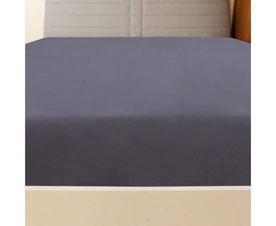 Cearșaf de pat cu elastic, antracit, 180x200 cm, bumbac, 3 image