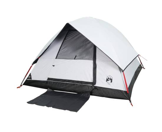 Cort camping cupolă 2 persoane alb, țesătură opacă, impermeabil, 4 image