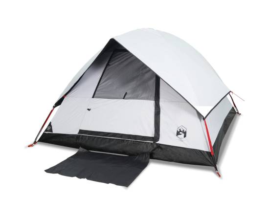 Cort camping cupolă 2 persoane alb, țesătură opacă, impermeabil, 2 image