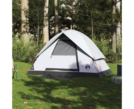 Cort camping cupolă 2 persoane alb, țesătură opacă, impermeabil, 3 image