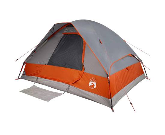 Cort de camping pentru 4 persoane, gri/portocaliu, impermeabil, 4 image