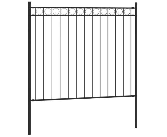 Gard de grădină, negru, 1,7x0,8 m, oțel, 2 image