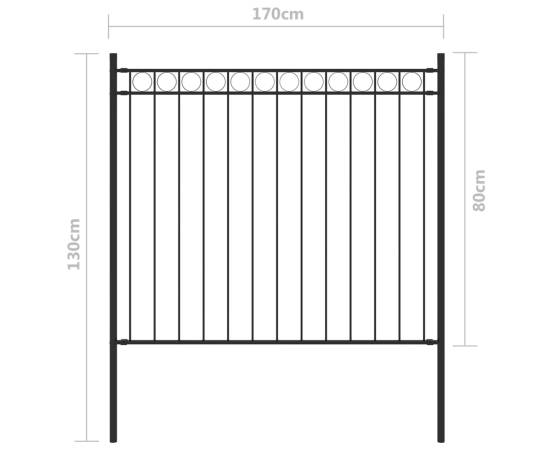 Gard de grădină, negru, 1,7x0,8 m, oțel, 4 image