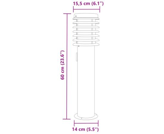 Lămpi de podea de exterior 3 buc argintiu 60 cm oțel inoxidabil, 7 image