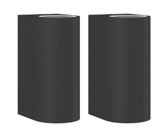 Lămpi exterioare de perete cu led 2 buc. negru, aluminiu turnat, 2 image