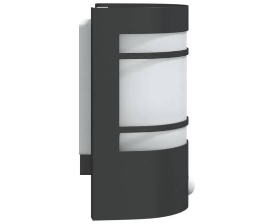 Lămpi exterioare de perete cu senzori, 2 buc., negru, oțel inox, 5 image