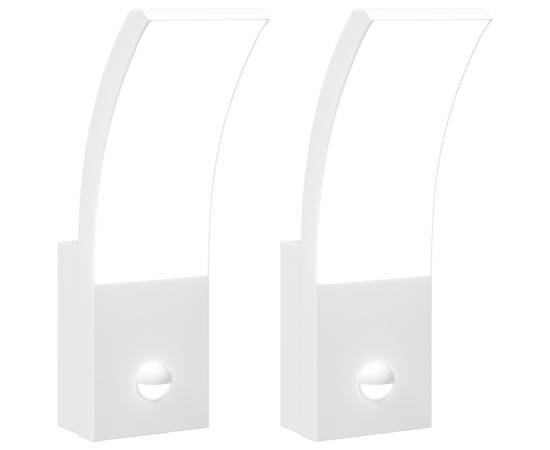 Lămpi exterioare de perete led/senzor 2 buc alb aluminiu turnat, 2 image