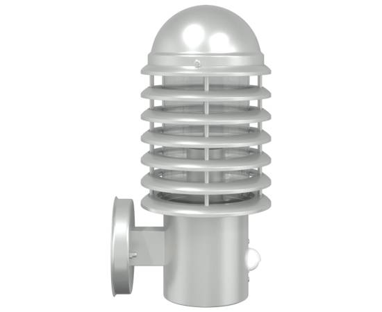 Lampă de perete exterior cu senzor, argintiu, oțel inoxidabil, 5 image