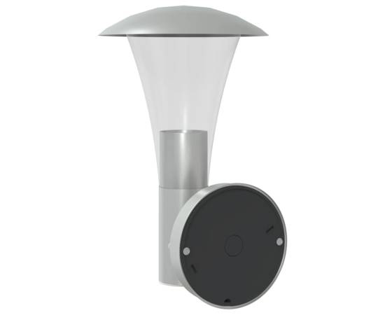 Lampă de perete exterior cu senzor, argintiu, oțel inoxidabil, 6 image