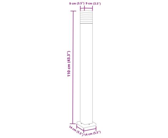 Lampă de podea de exterior, negru, 110 cm, aluminiu, 7 image