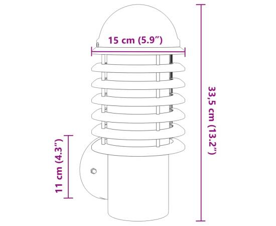 Lampă exterioară de perete, negru, oțel inoxidabil, 7 image