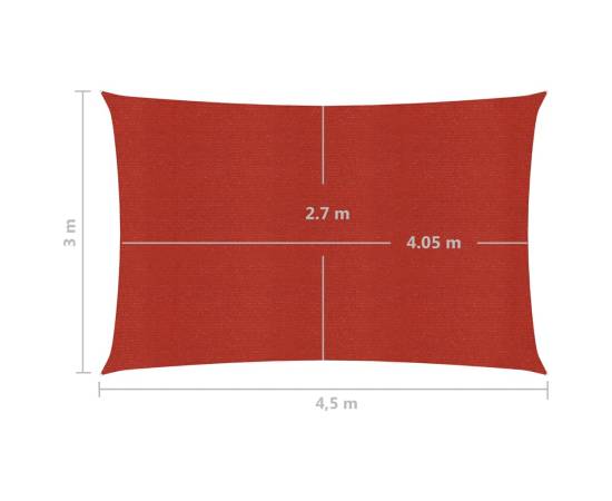 Pânză parasolar, roșu, 3x4,5 m, hdpe, 160 g/m², 6 image