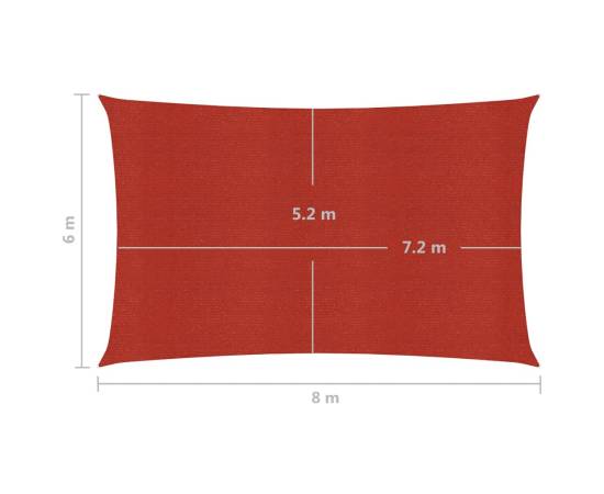 Pânză parasolar, roșu, 6x8 m, hdpe, 160 g/m², 6 image