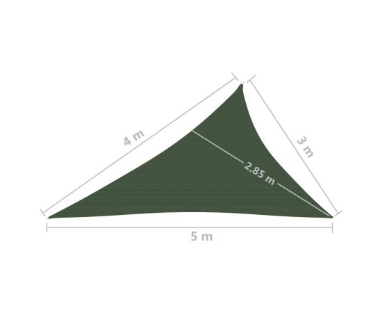Pânză parasolar, verde închis, 3x4x5 m, hdpe, 160 g/m², 6 image