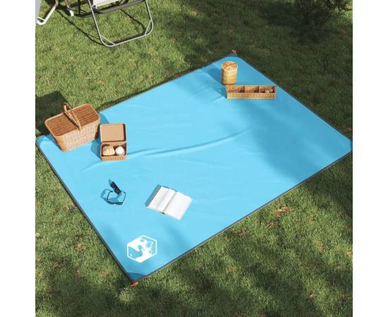 Pătură de picnic cu țăruși, albastru, 205x155 cm